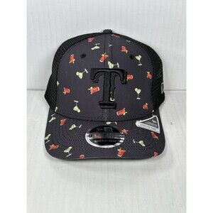 New Era Texas Rangers Drinks Pattern MLB 9SEVENTY Stretch-Snap Hat Cap NWT